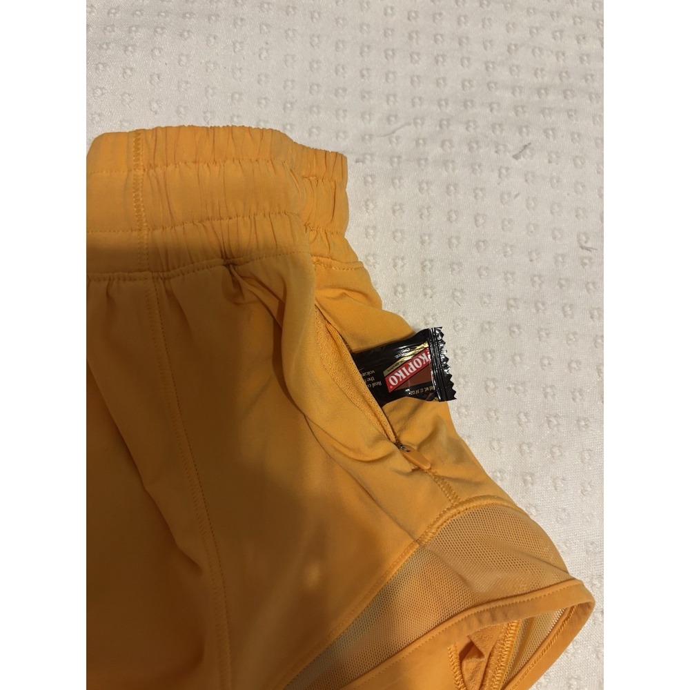 lululemon Yellow Women's Mesh Running Shorts Pull On Elastic Waist Pockets - Picture 7 of 9